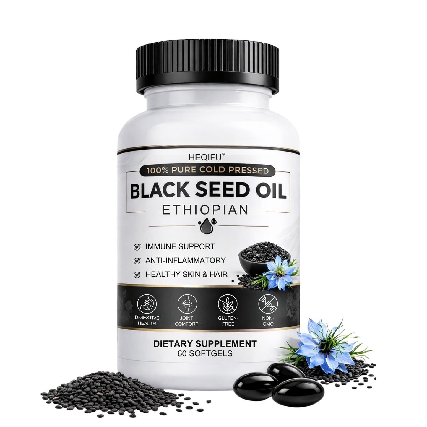 HEQIFU Ethiopian Black Seed Oil Softgel 60 Count