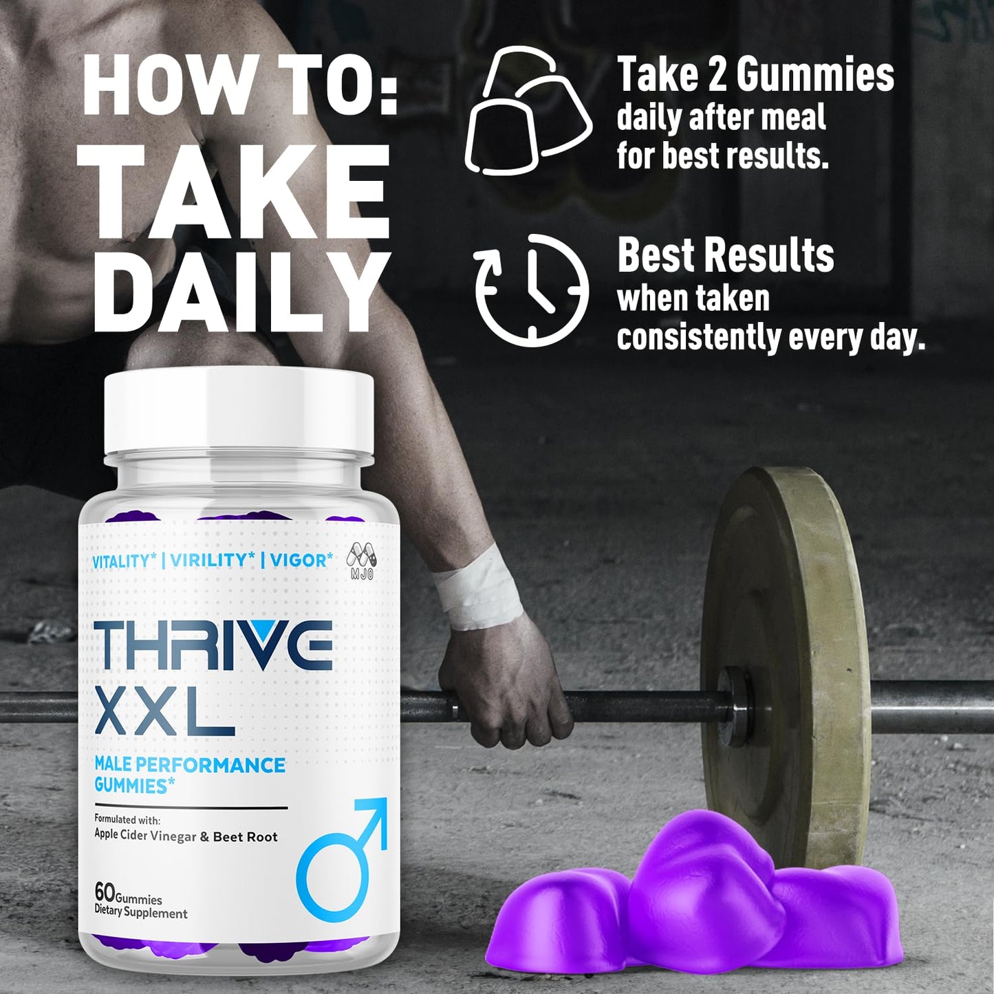 MJO Thrive XXL Gummies, 120 Gummies