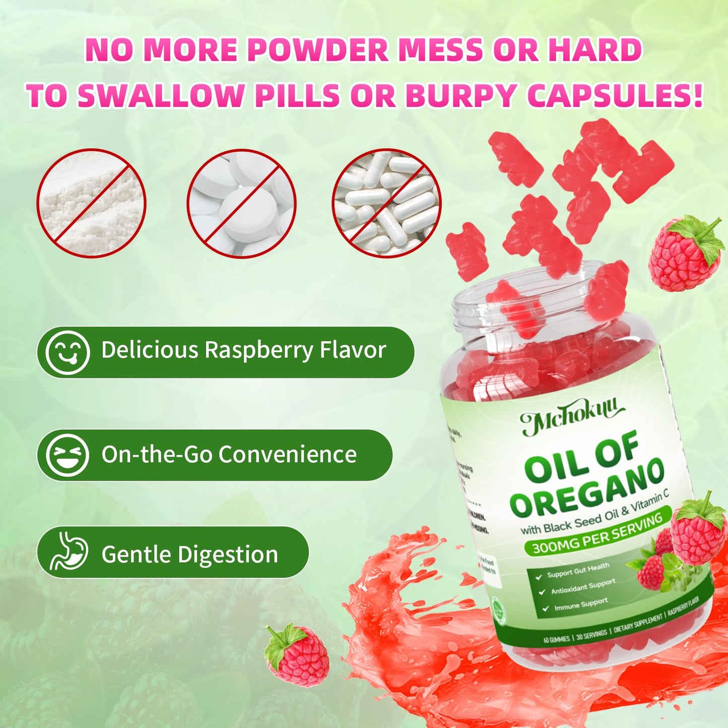 Mchokuu Oil of Oregano with Black Seed Oil Gummy 120 Count