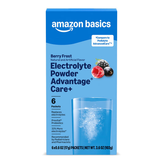 Amazon Basics Advantage Care Electrolyte Powder Packets for Rehydration, Berry Frost, 6 Count (Previously Care)