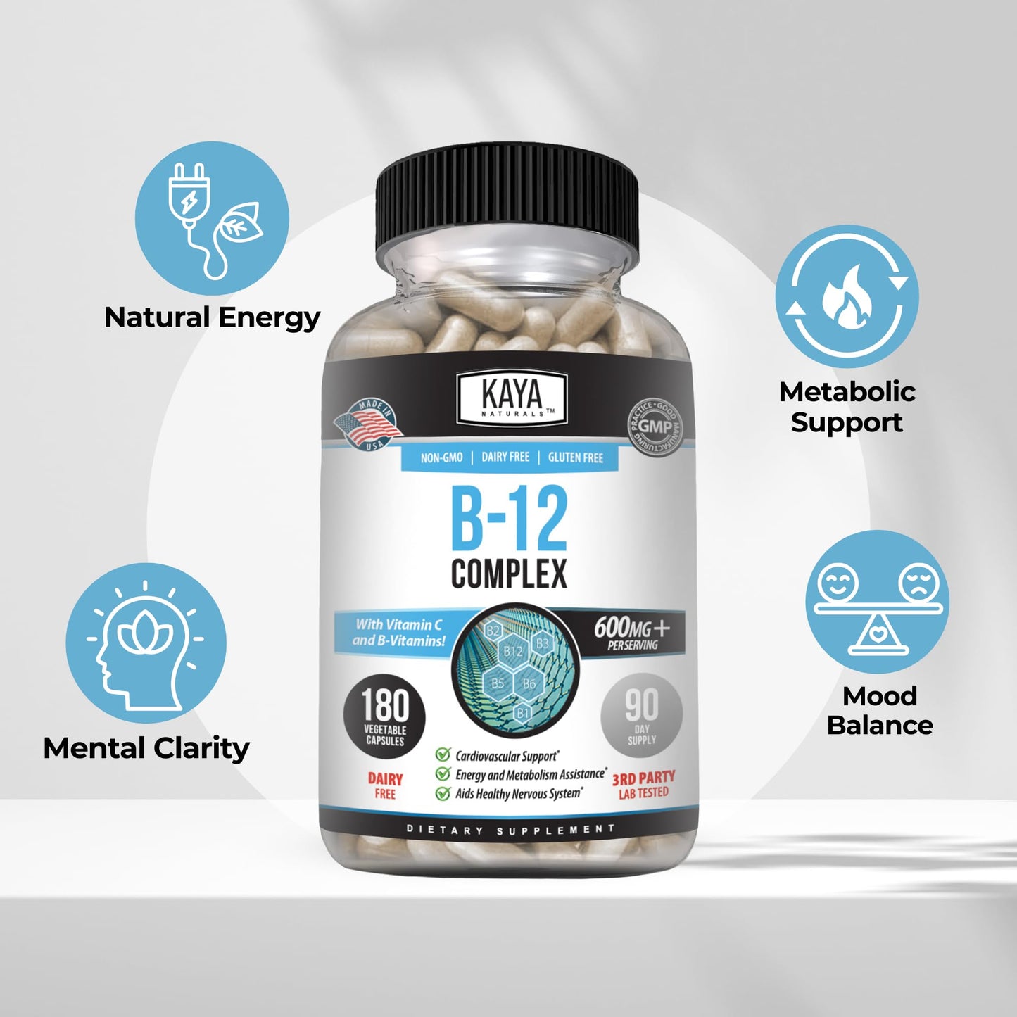 Kaya Naturals B-12 Complex Capsule, 180 Count