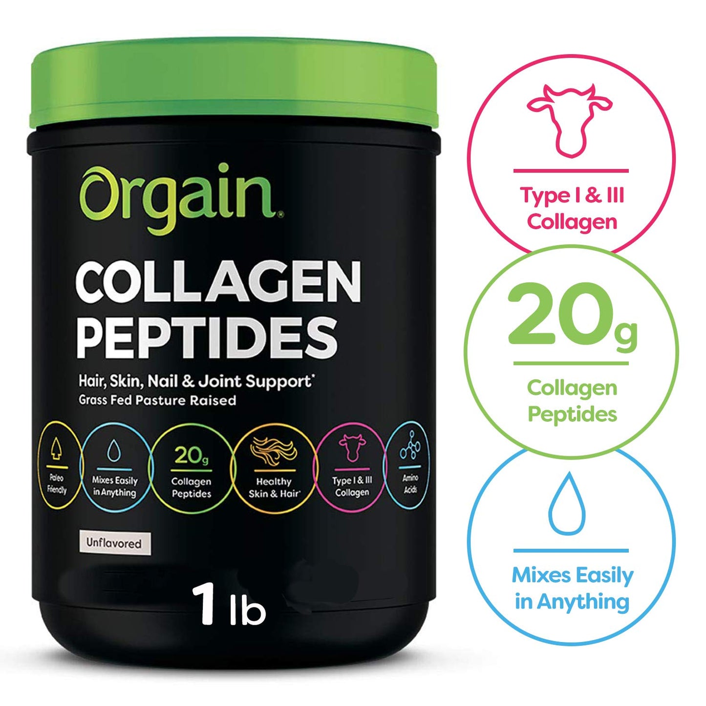 Orgain Organic Plant Based Protein Powder Hydrolyzed Collagen Powder 40