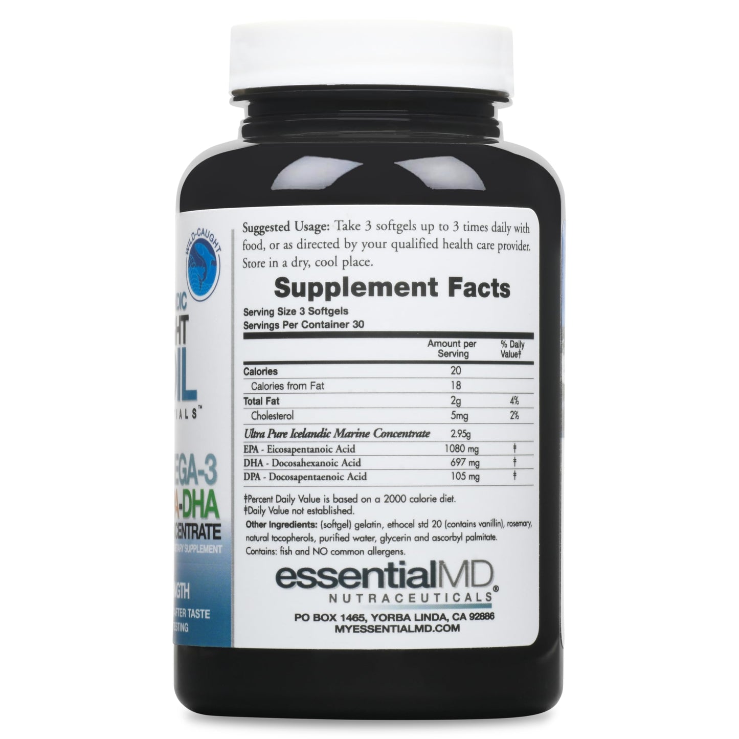 Essential MD Triple Strength Wild Caught Icelandic Omega-3 Fish Oil Essentials 2900mg with DPA, EPA & DHA, 90 Capsules