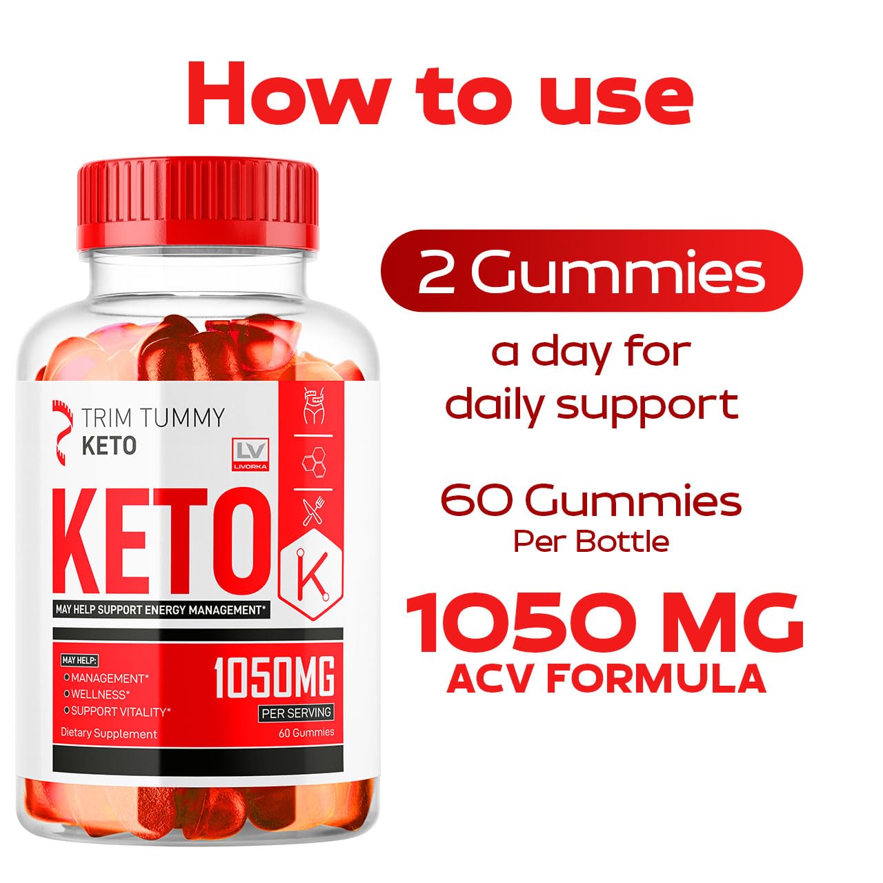 LIVORKA Trim Tummy Keto ACV Gummies 180 Gummies