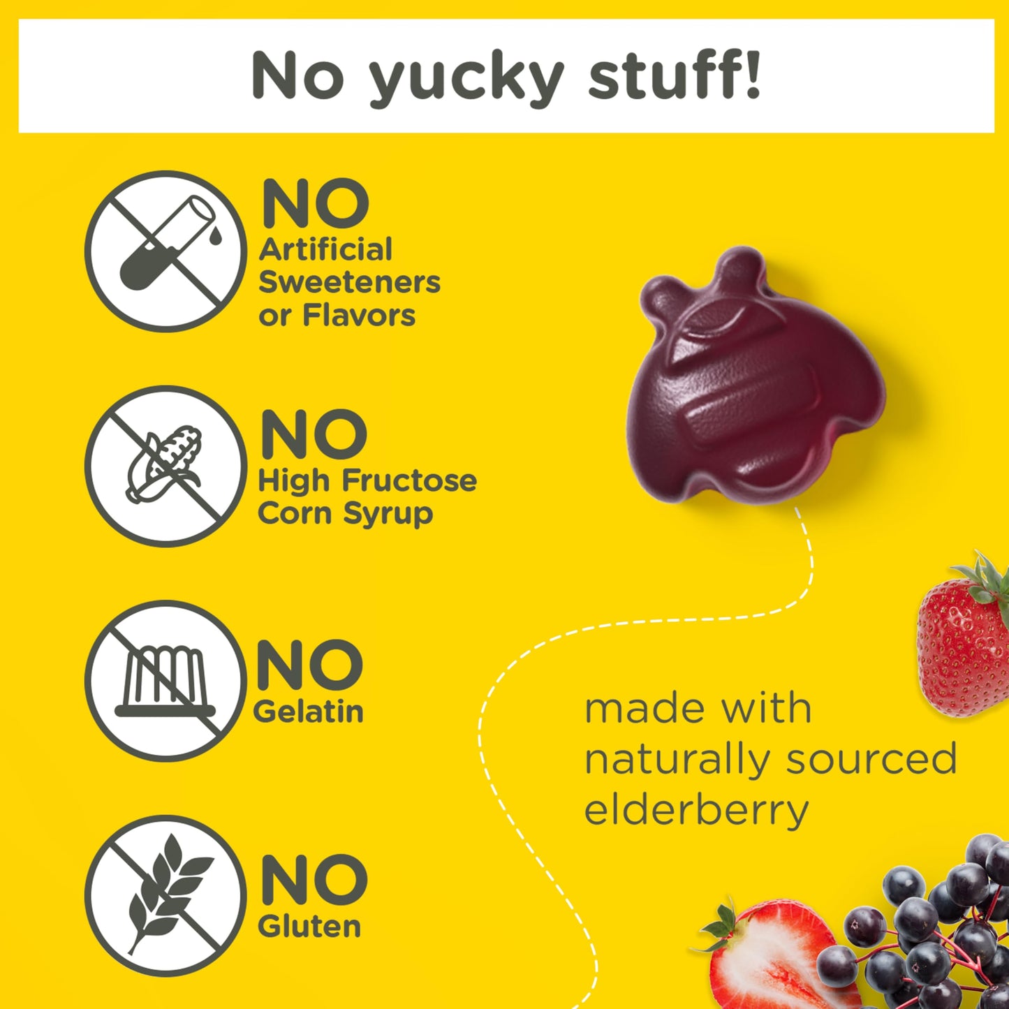 Zarbee's No Sugar Coating Elderberry Gummies for Kids, Daily Immune Support, 42 ct