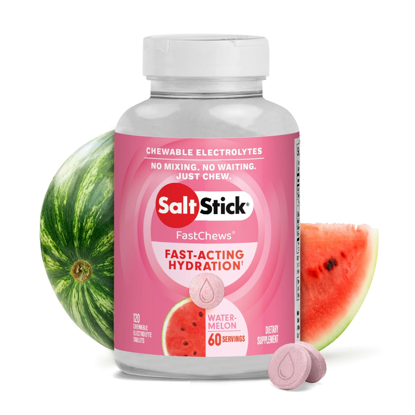 SaltStick Electrolyte FastChews Watermelon Chewable 120 Count