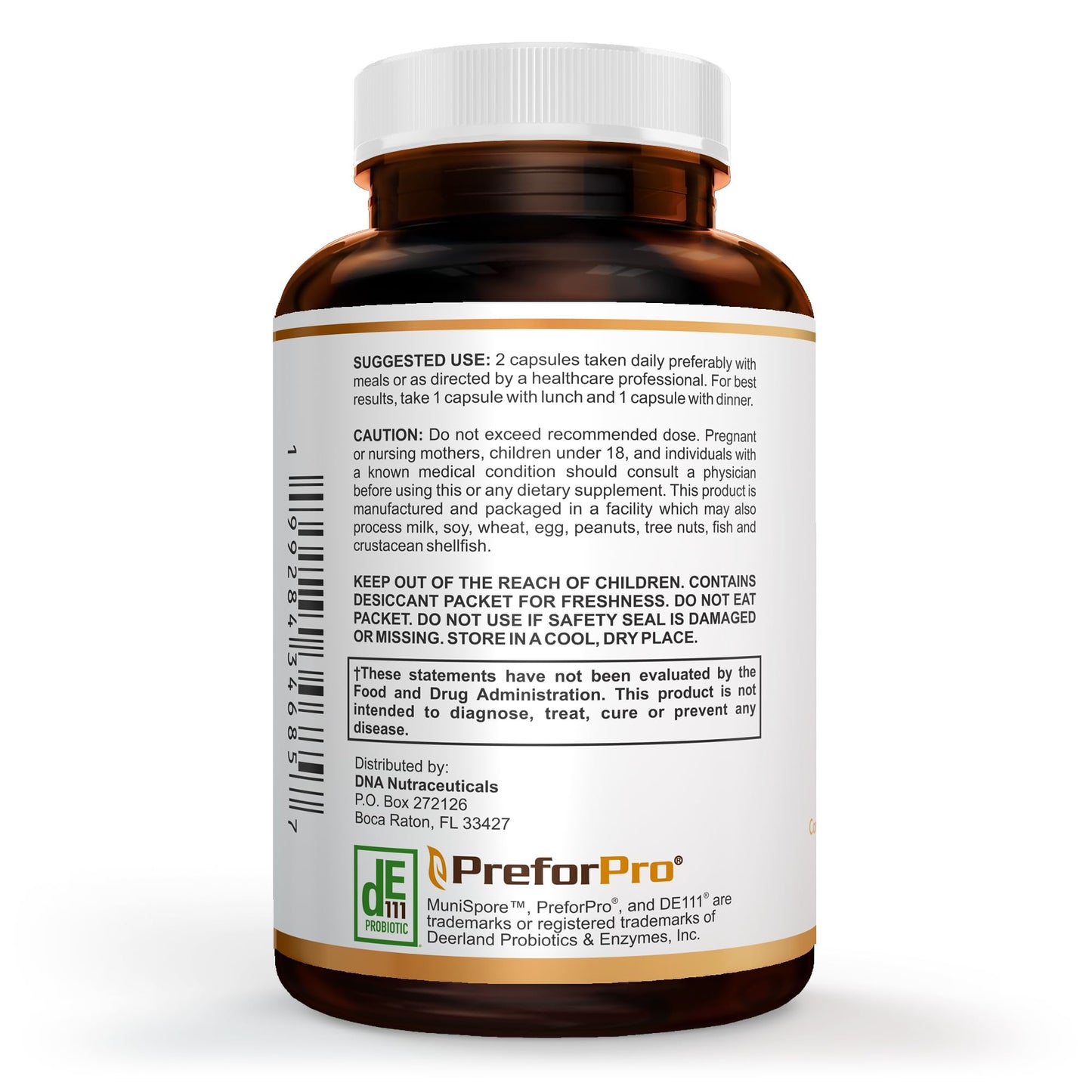 DNA Nutraceuticals Gut Gold 5-in-1 Digestive Enzymes, Probiotics, PreForPro Prebiotics, Postbiotics, Yeast Fermentate, & Immune Support, Non-GMO, Vegetarian Capsules, 120 Count
