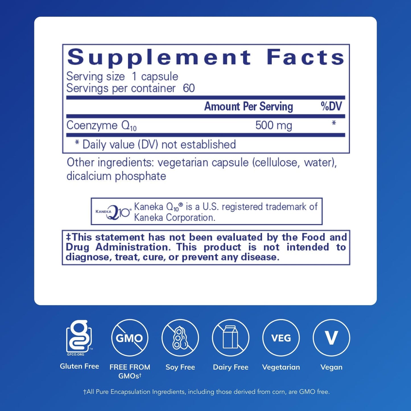 Pure Encapsulations CoQ10 500 mg, 60 Capsules