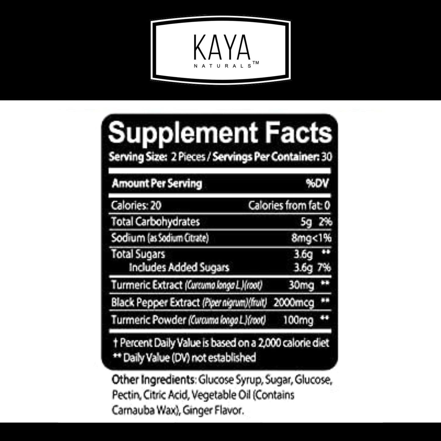 Kaya Naturals Turmeric Curcumin Capsule 30 Count