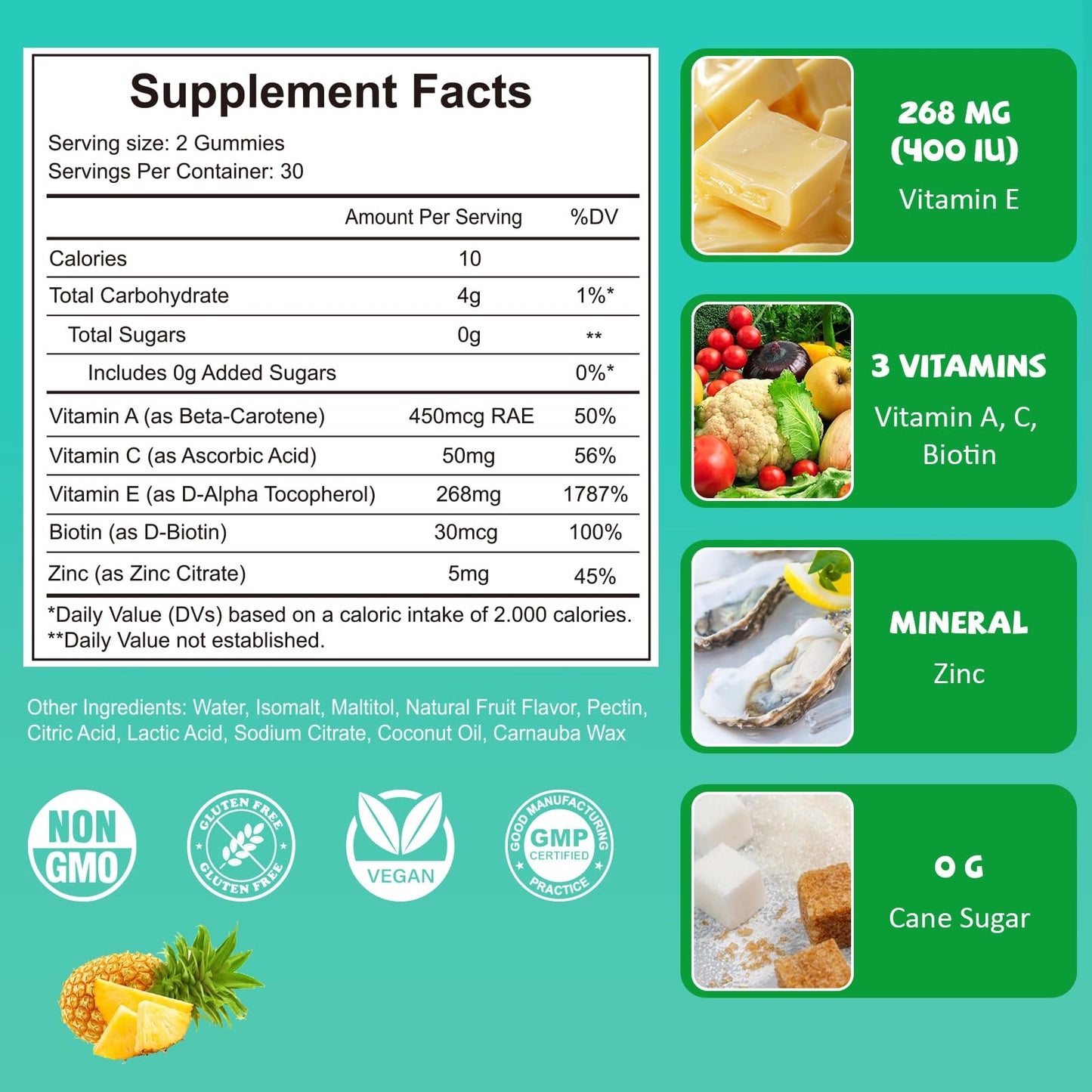 PYUNAFIT Vitamin E 400 IU Gummies, 60 Count
