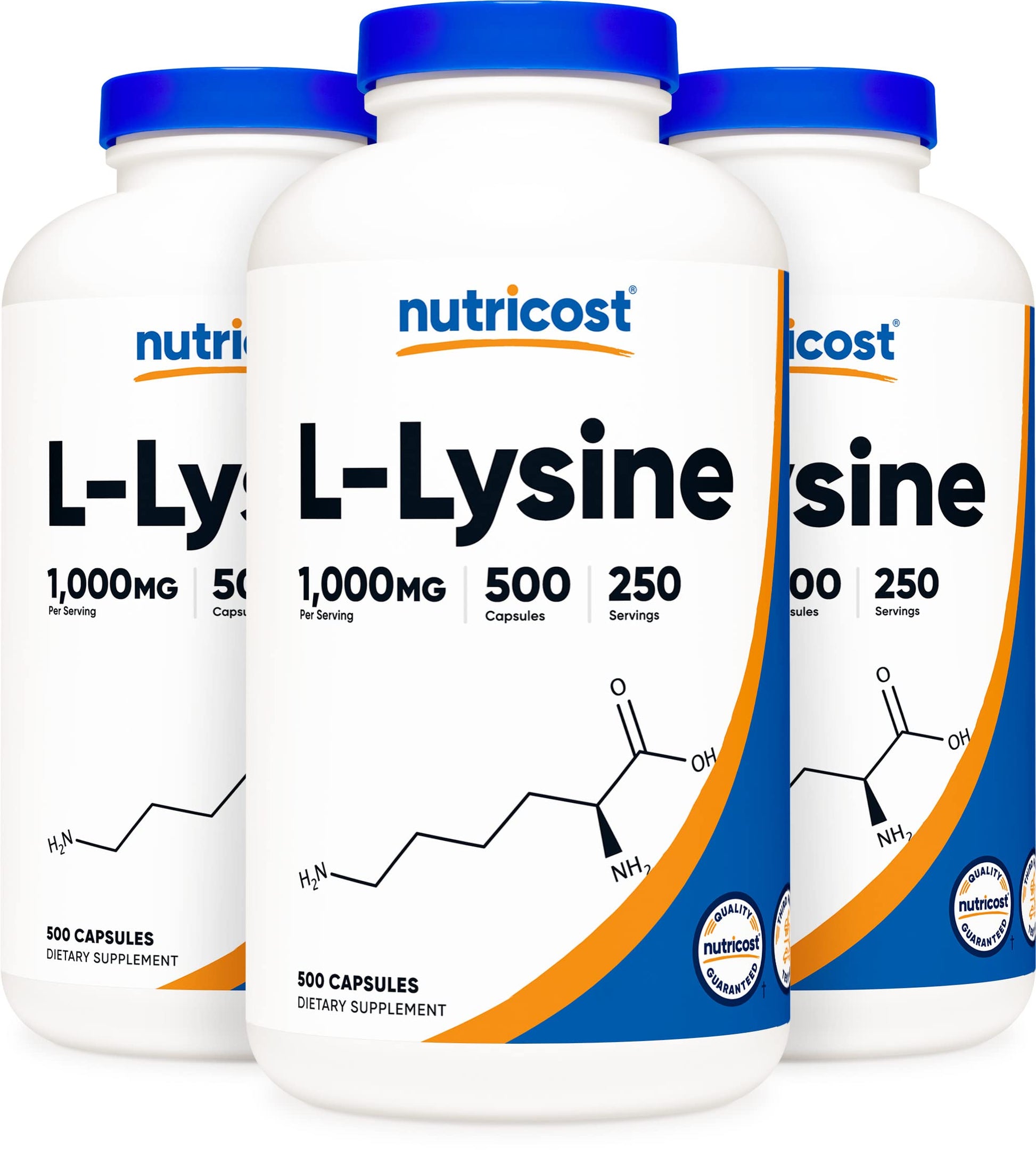 Nutricost L-Lysine Capsules, 500 mg, 3 Bottles