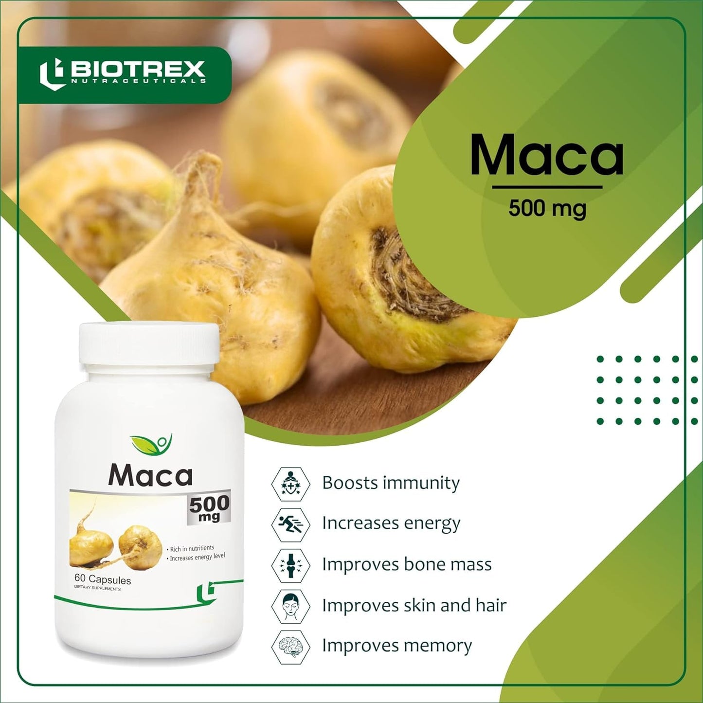 Generic Pub Maca 500mg Capsule, 60 Capsules