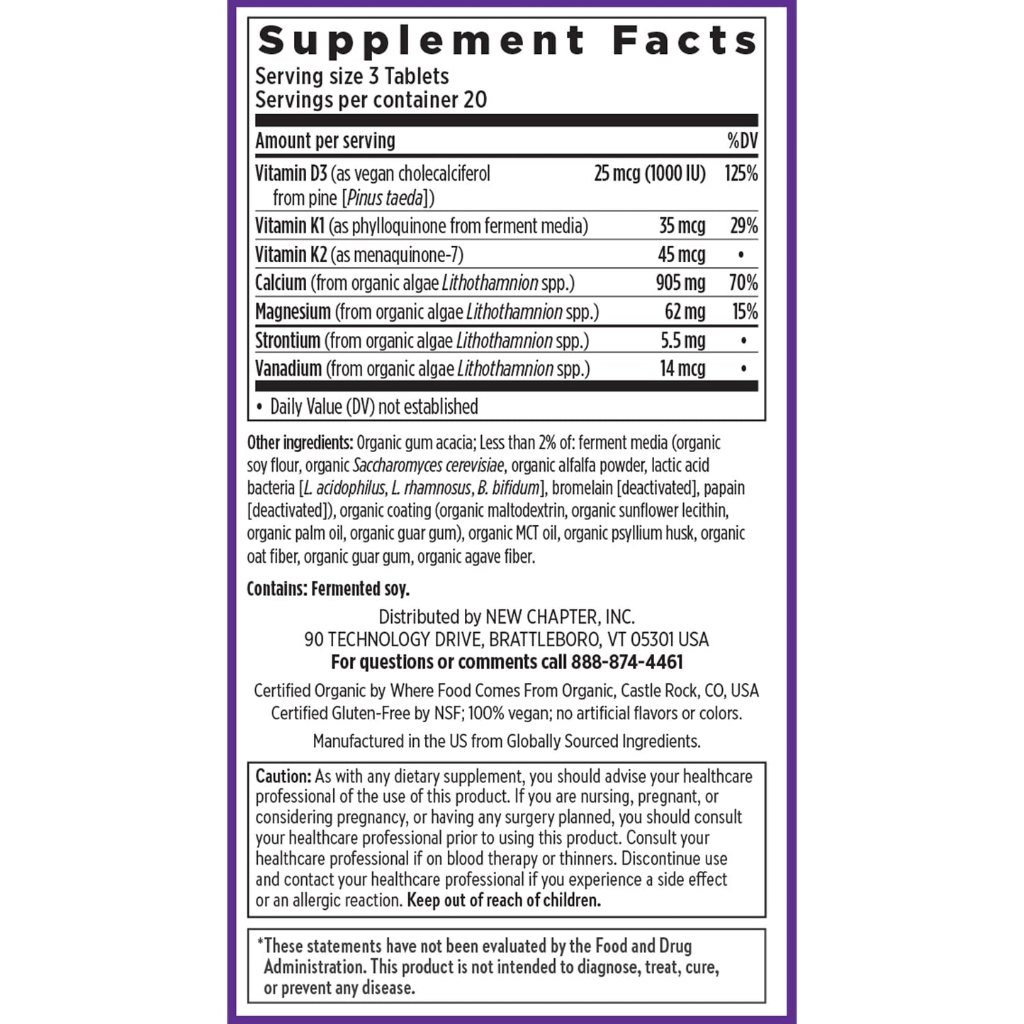 New Chapter Calcium Supplement, 60 Tablets