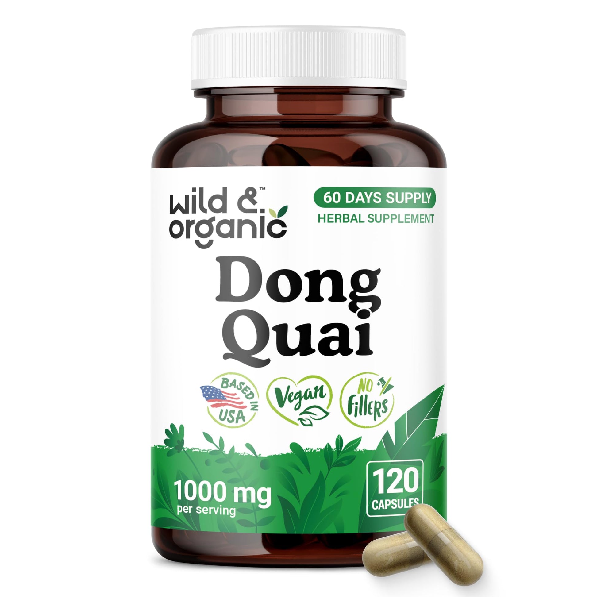 Wild & Organic Dong Quai Capsules 1000 mg, 120 Count