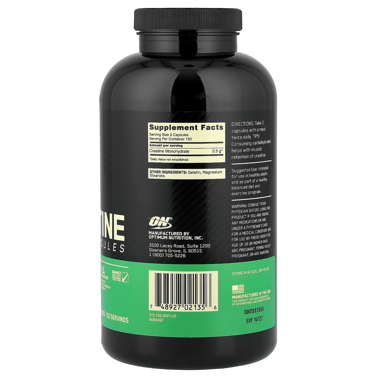 Optimum Nutrition Creatine 2500 300 Capsules