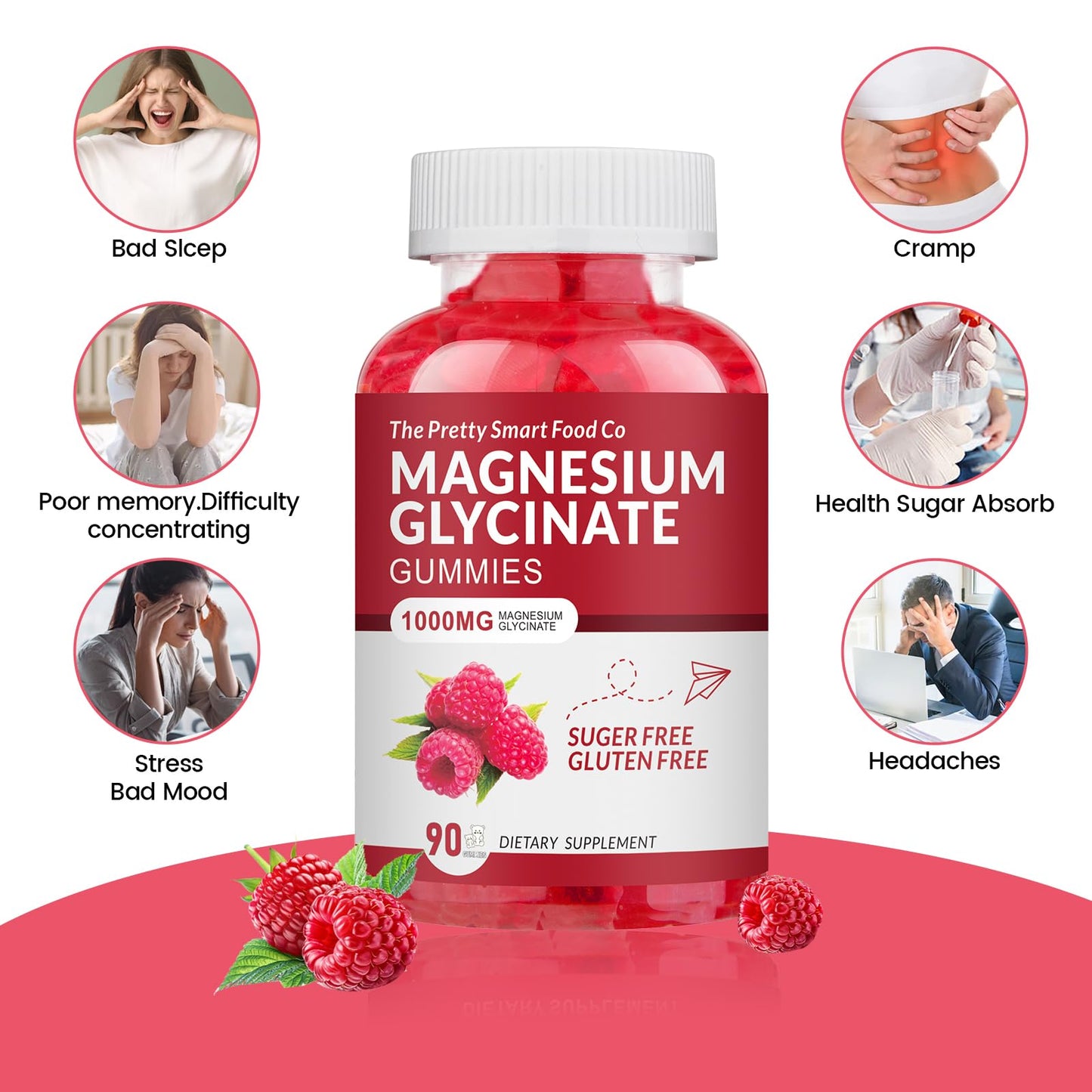 The Pretty Smart Food Co Magnesium Glycinate Gummy 90 Count