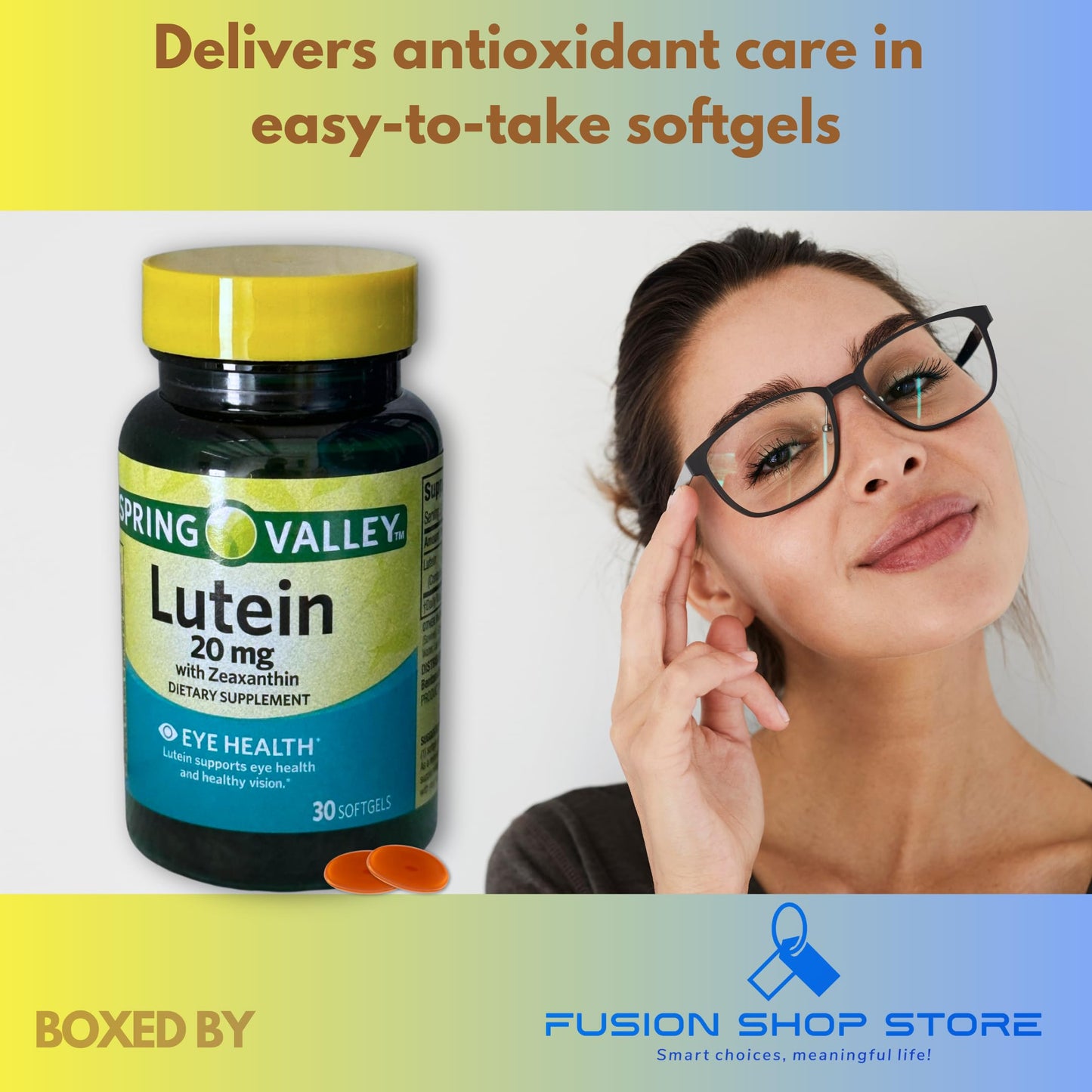 Fusion Shop Store Lutein 20mg Softgels with Zeaxanthin, 90 Count