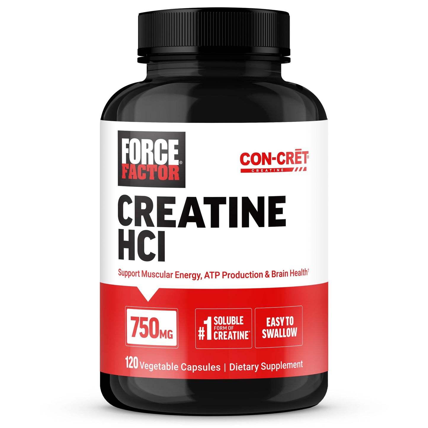 Force Factor Creatine HCl Capsules with CON-CRET, 120 Capsules
