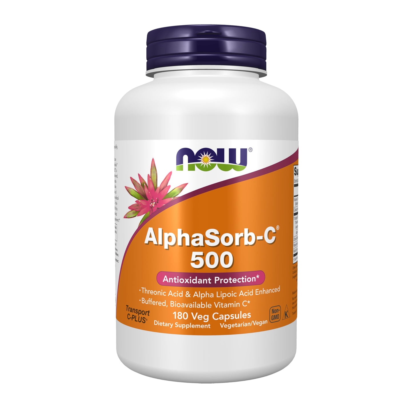 NOW Foods AlphaSorb-C 500 mg with Threonic Acid & Alpha Lipoic Acid Enhanced, 180 Veg Capsules