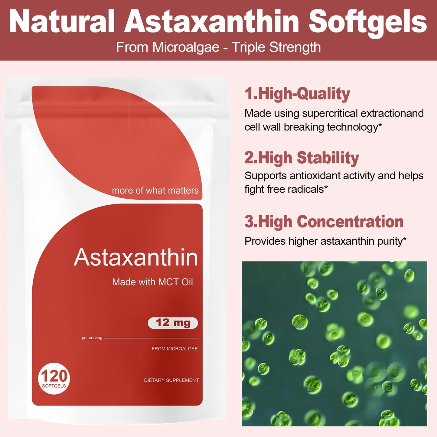 PIRTA Astaxanthin 12mg Softgels, 120 Softgels