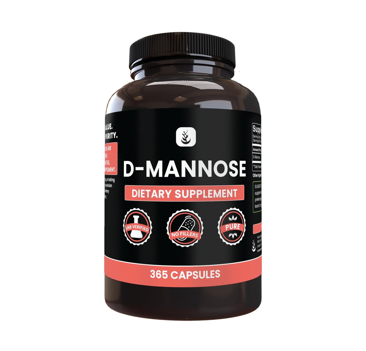PURE ORIGINAL INGREDIENTS D-Mannose 365 Capsules