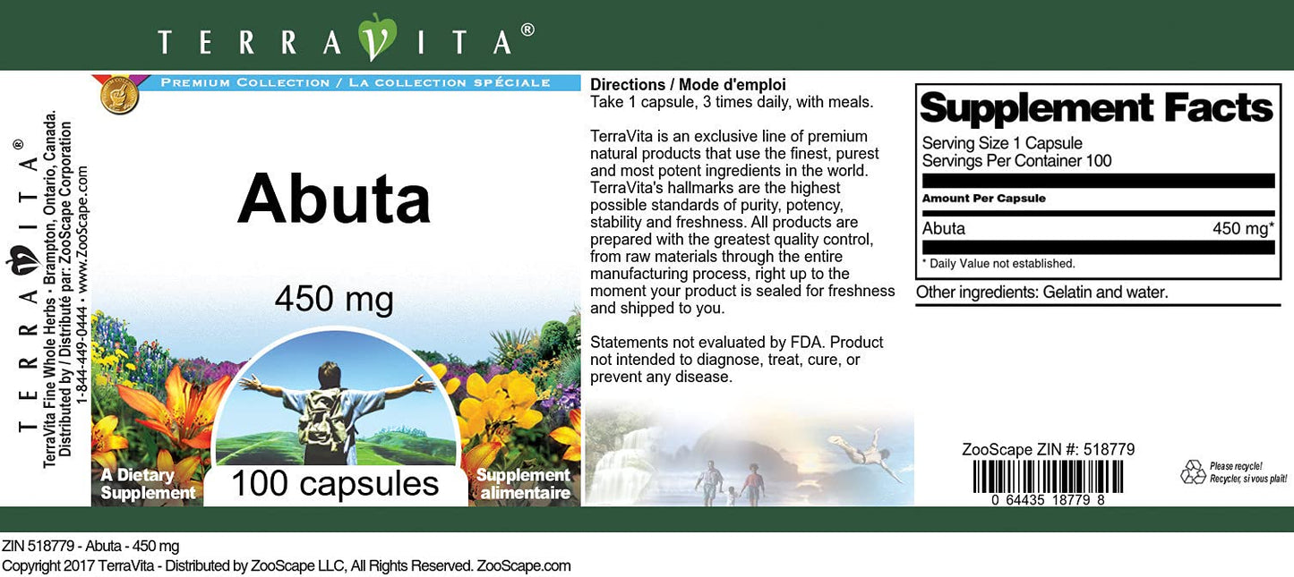 Terravita Abuta 450 mg Capsules, 300 Count