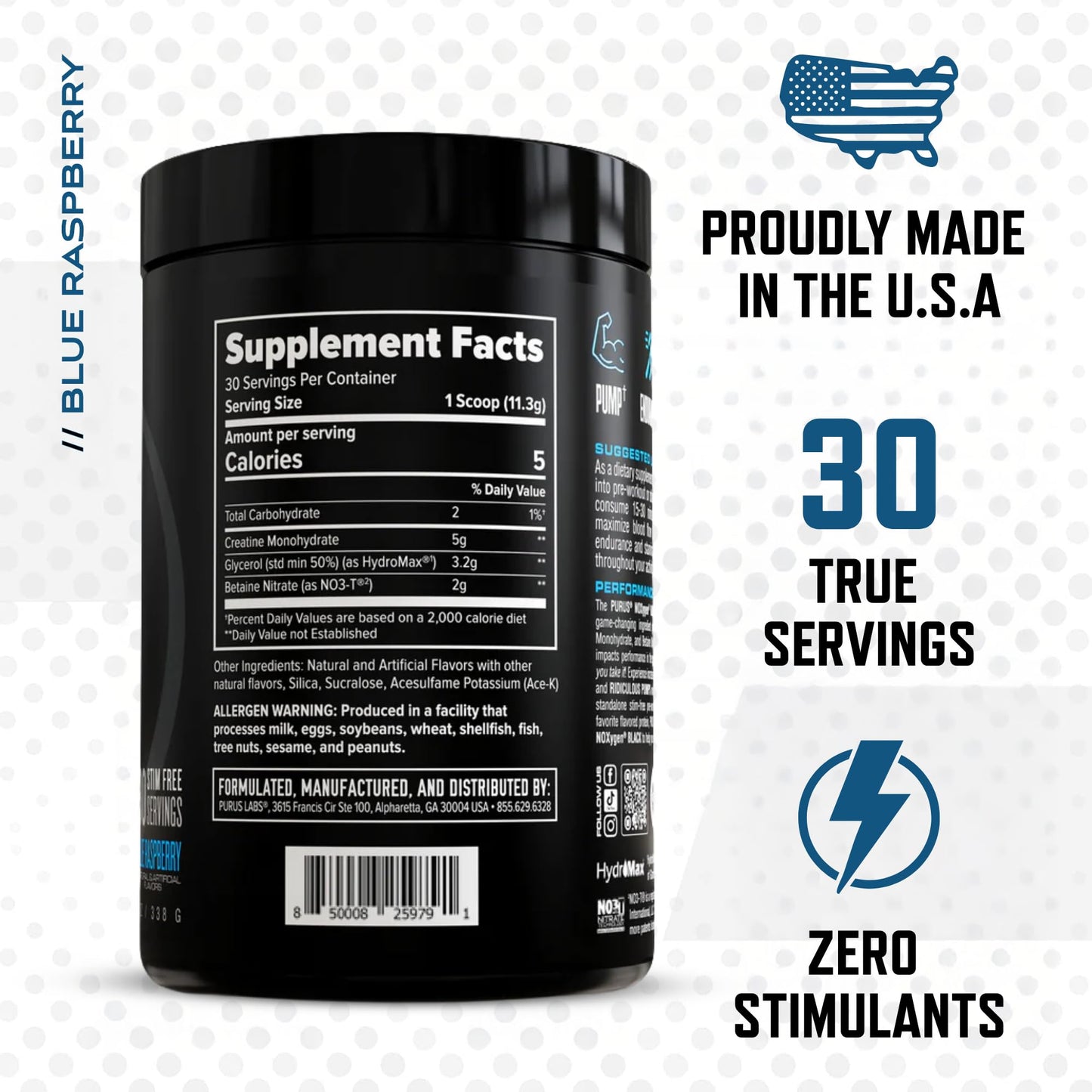 Purus Labs NOXygen Black Powder Pre-Workout Accelerator 11.9 Ounce