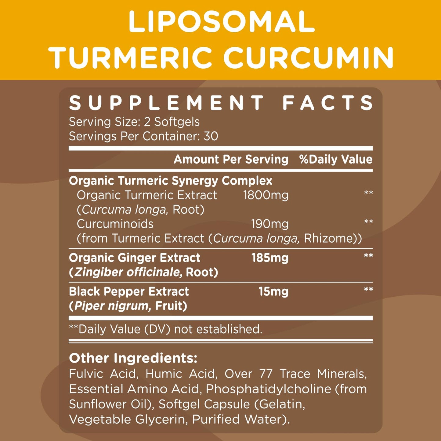 Kraftvoll Liposomal Turmeric Curcumin Supplement Softgels 60 Count