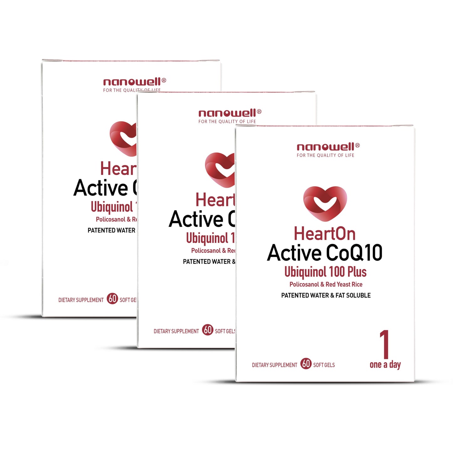 NANOWELL HeartOn Active CoQ10 Kaneka Ubiquinol 100 Plus Heart Health Softgels, 180 Count