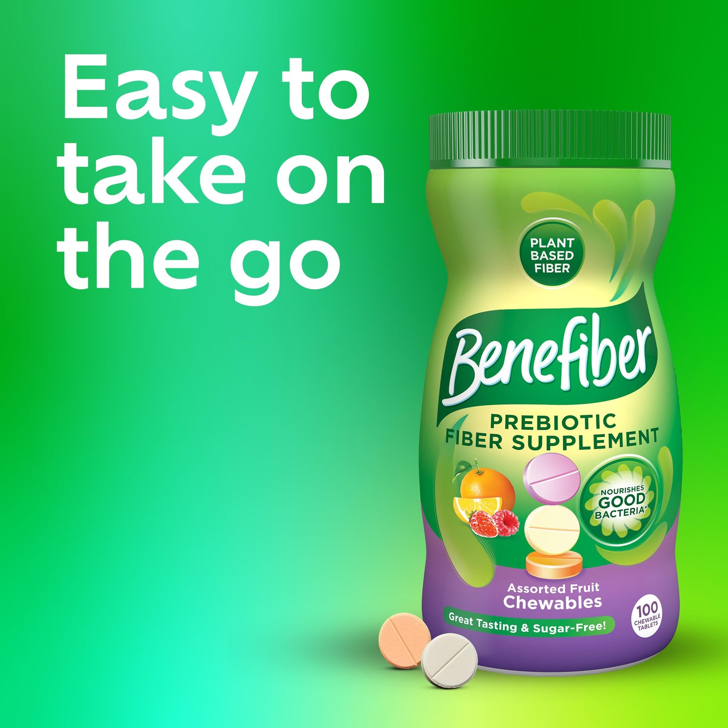 Benefiber Chewable Prebiotic GLP-1 Friendly Fiber Supplement Tablets, 100 Tablets
