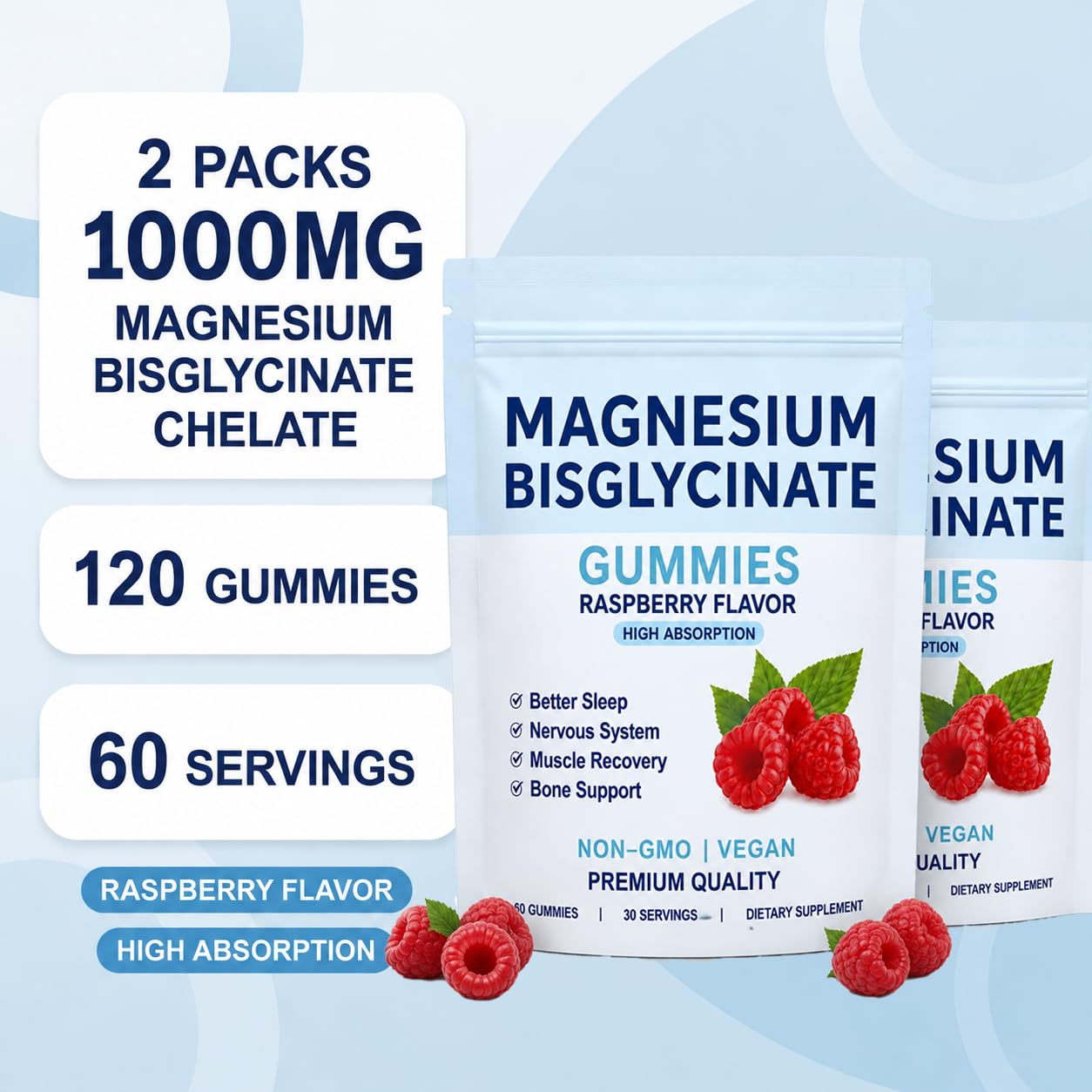 JUMUR Magnesium Glycinate Gummies 500mg 120 Count