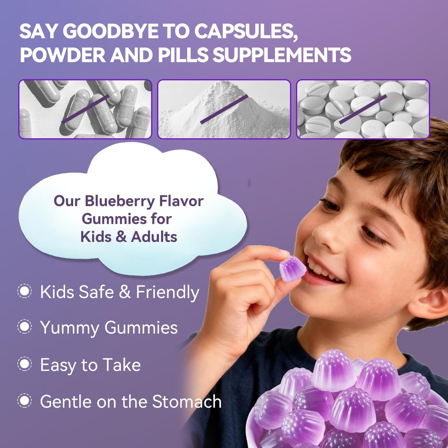 Crasye Height Growth Gummies for Kids & Teens Support Bone Strength and Immunity, 60 Count