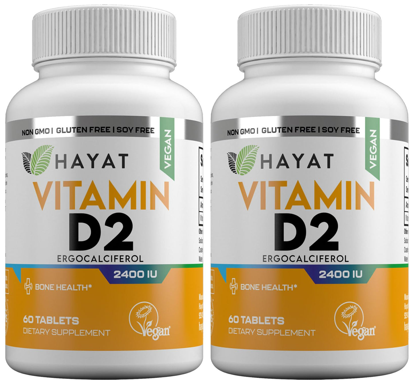 HAYAT Vitamin D 2400 IU D2, Vegan, Halal Tablets, 120 Count
