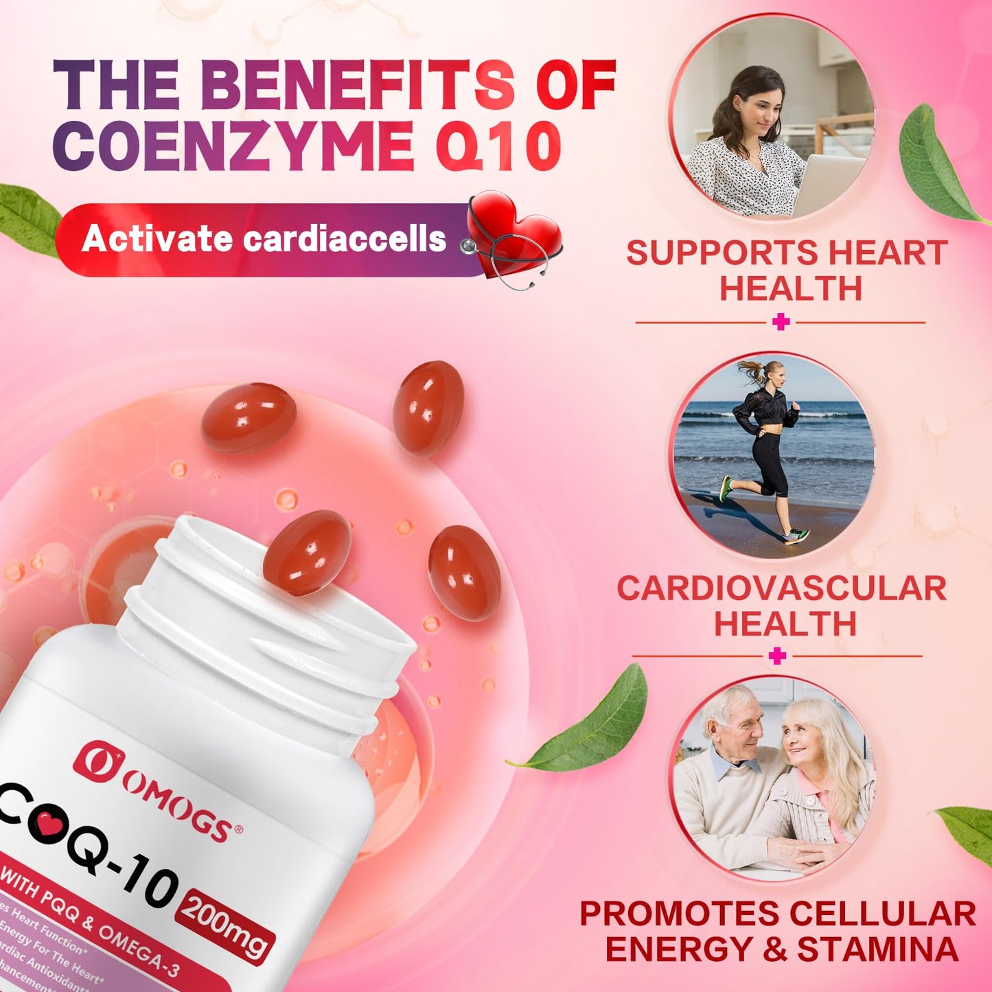 OMOGS CoQ10 200mg Softgels, 90 Count