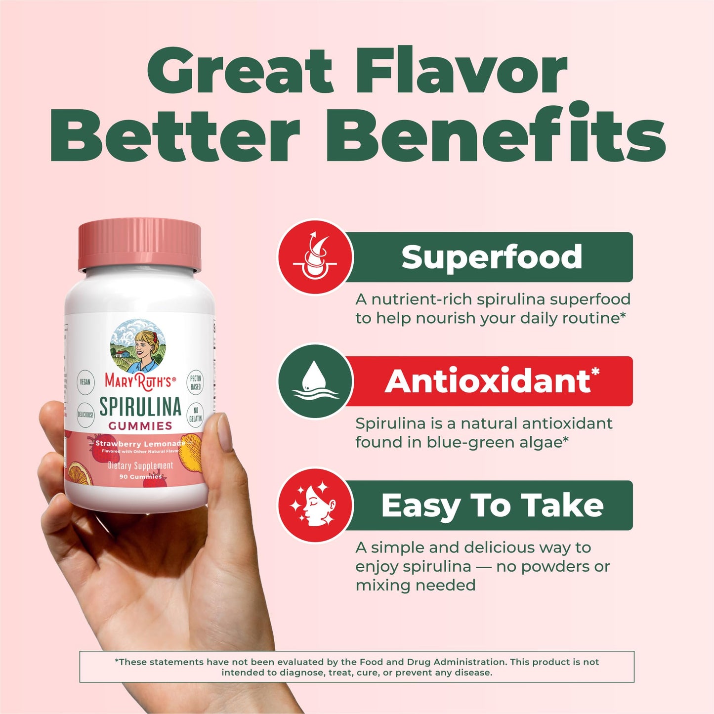 MARYRUTH'S Spirulina Gummies 90 Count