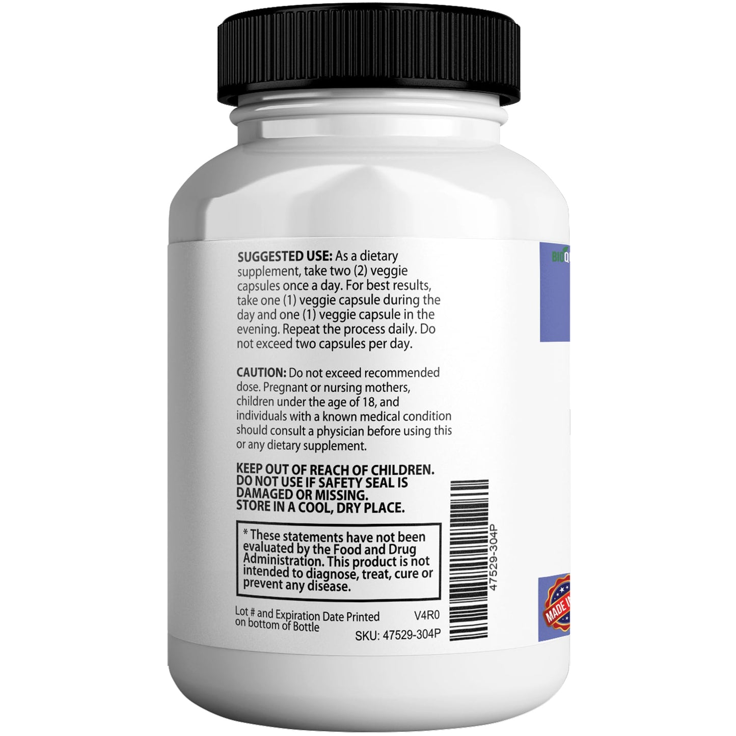 BIOQUIRE Slippery Elm Bark Vaginal Wellness Supplement Capsule, 60 Veggie Capsules