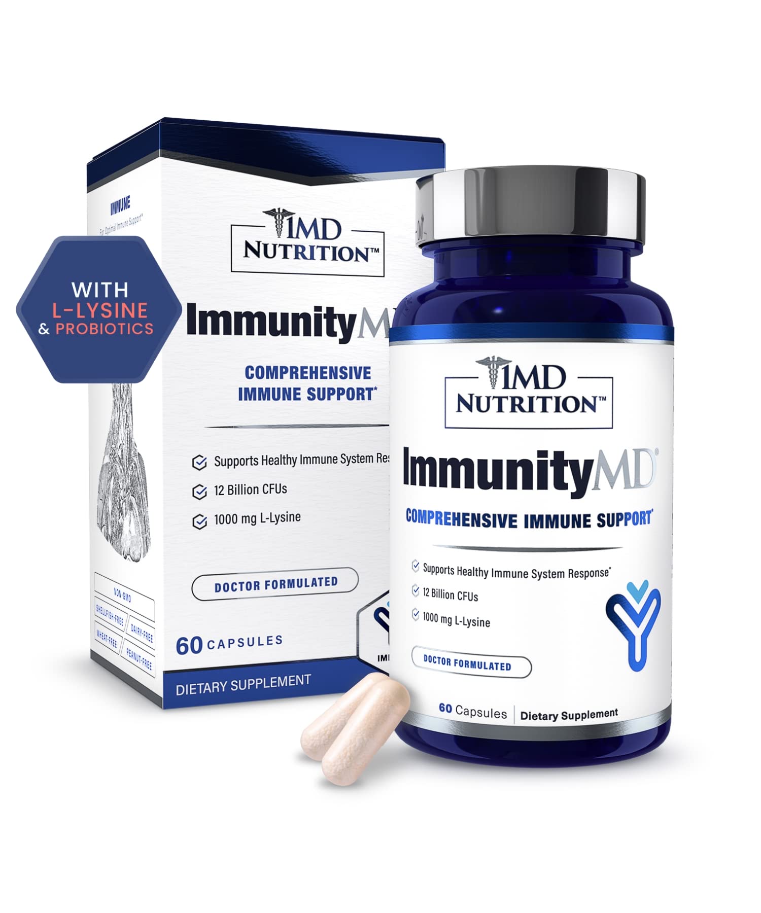 1MD Nutrition ImmunityMD Immune Health Probiotic Capsule, 60 Capsules