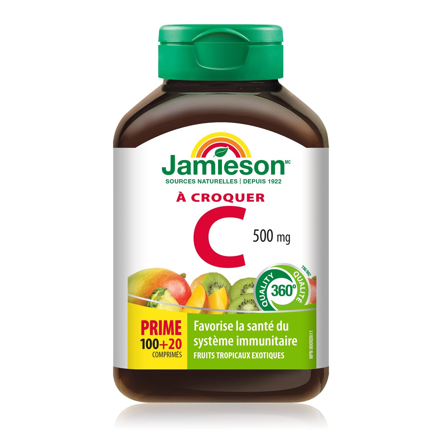 Jamieson Laboratories Vitamin C 500 mg Exotic Tropical Fruit Chewable, 120 Count