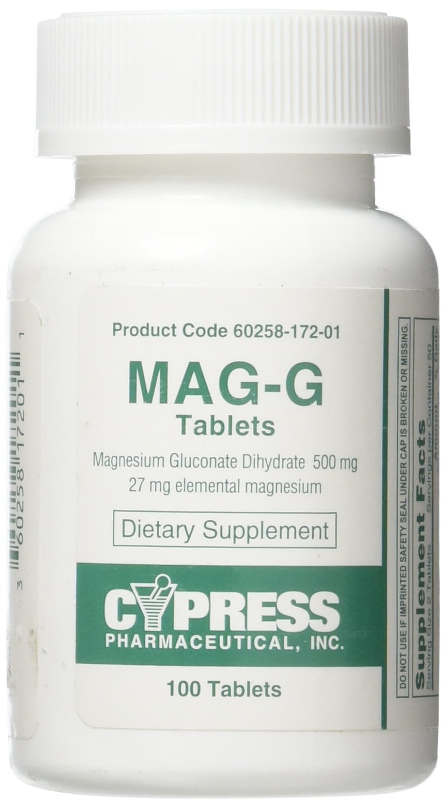 Cypress Pharma Mag-G Magnesium Gluconate Dietary Supplement Tablets, 100 Count