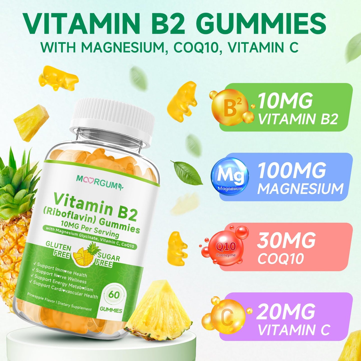 MOORGUMY Vitamin B2 Gummies 60 Count