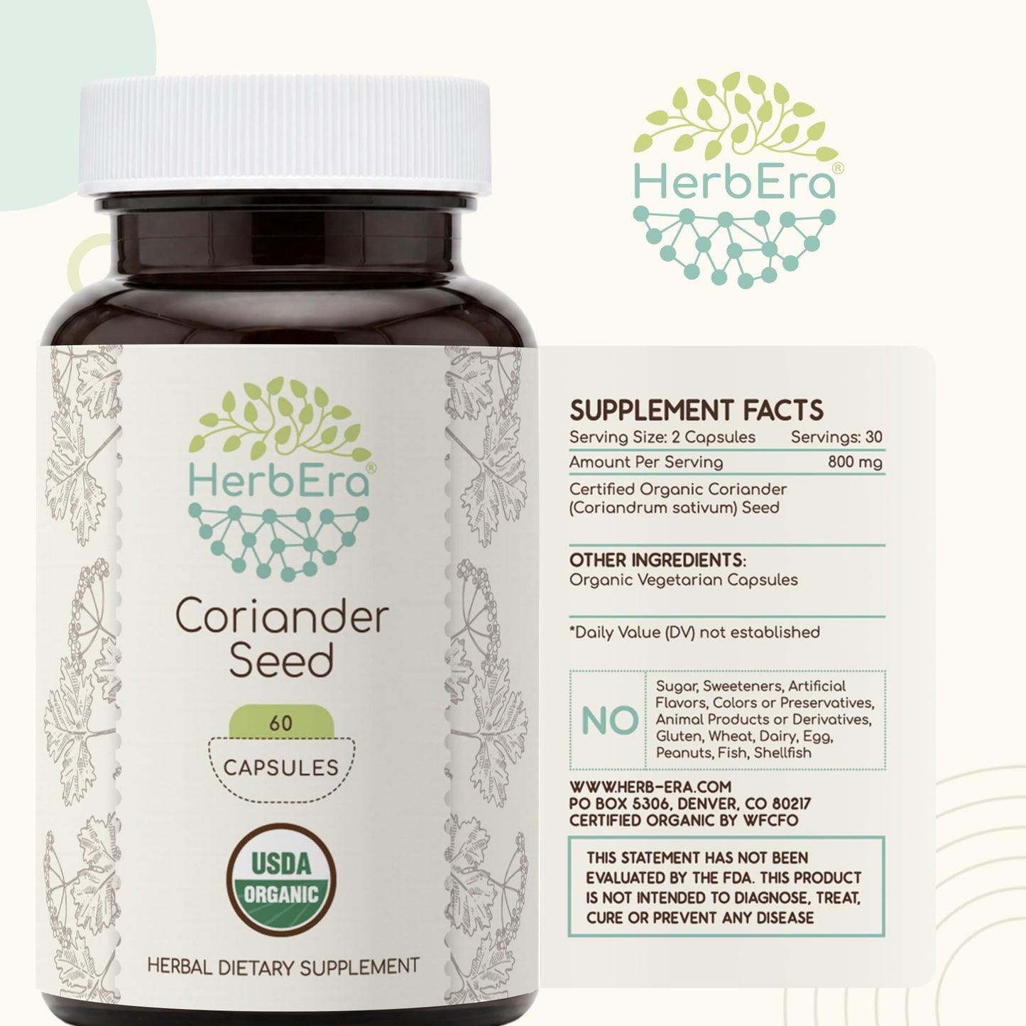 HerbEra Coriander Seed Capsules, 60 Count