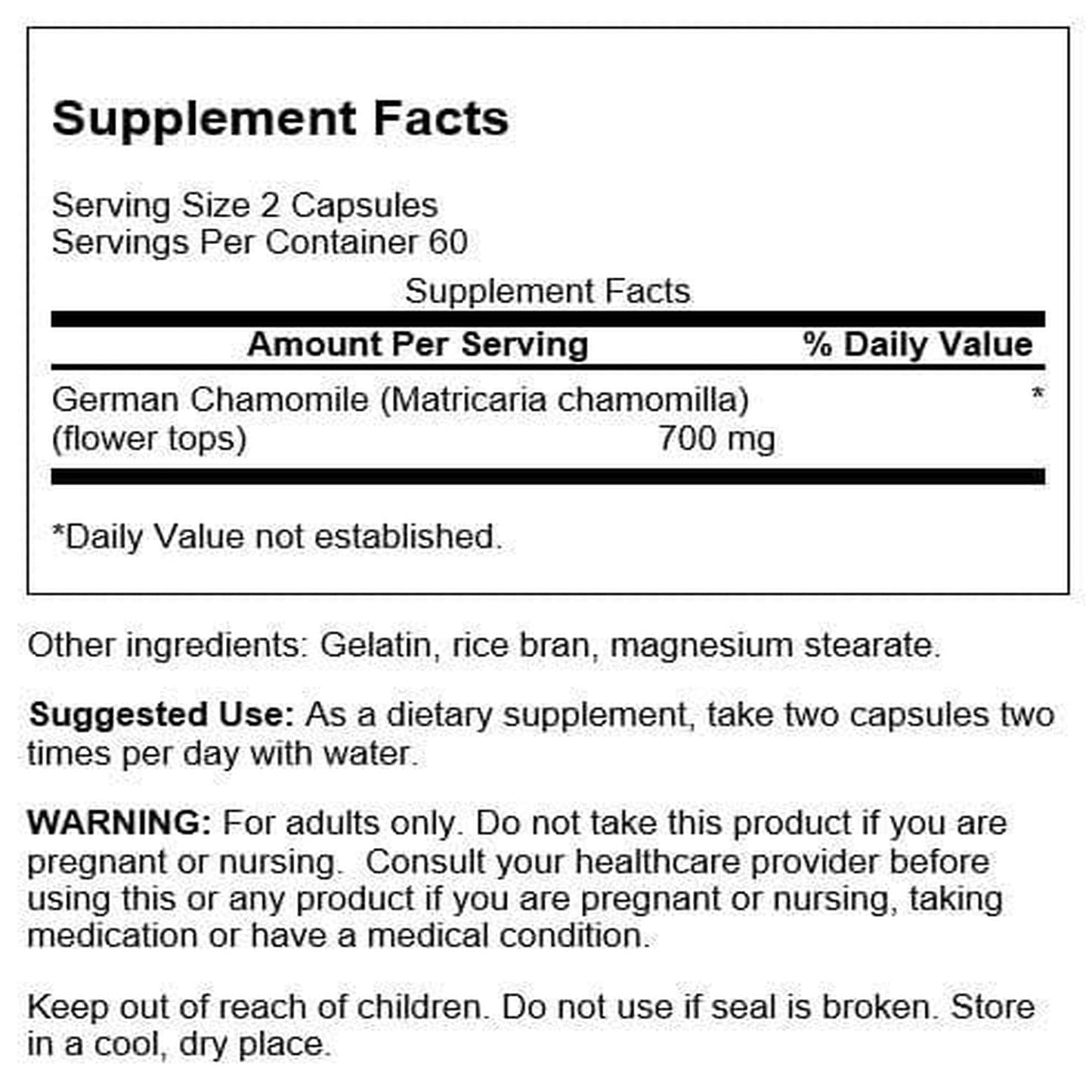 Swanson Chamomile Stress Support 120 Capsules