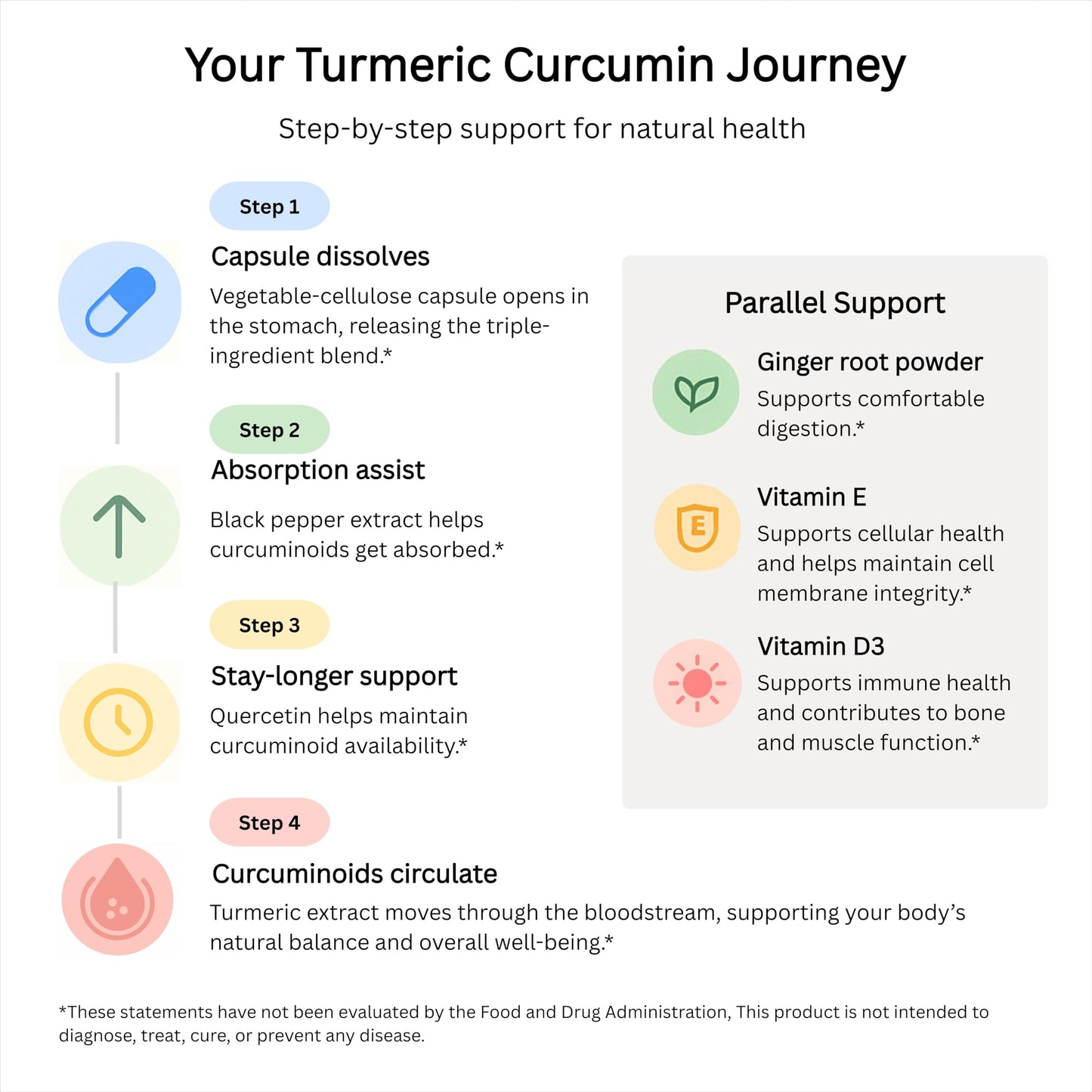 LivingRock Turmeric Curcumin 1300mg Triple Blend Formula with Ginger, Black Pepper, Quercetin, Vitamin E & D3, Plant-Sourced Multi-Ingredient Complex, 90 Capsules