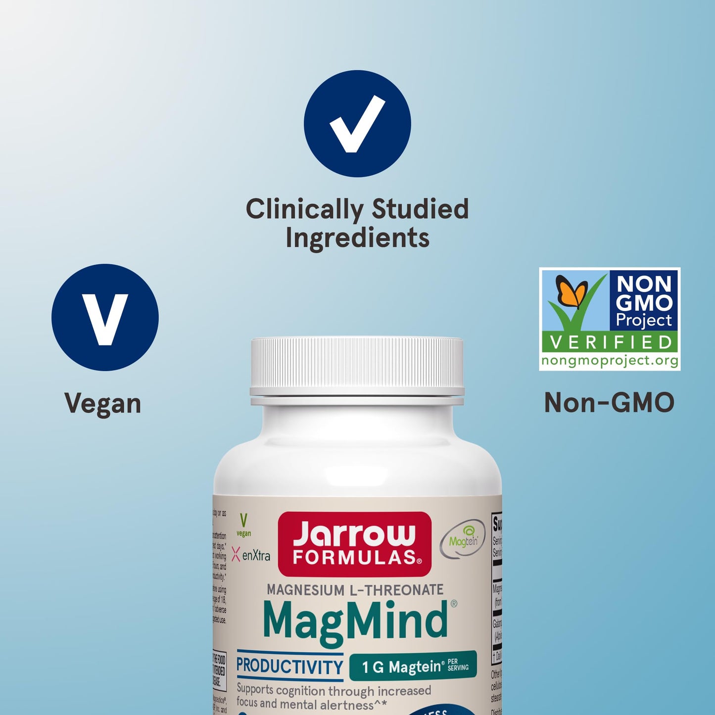 Jarrow Formulas Magnesium L-Threonate Brain Supplements, Productivity, 60 Capsules