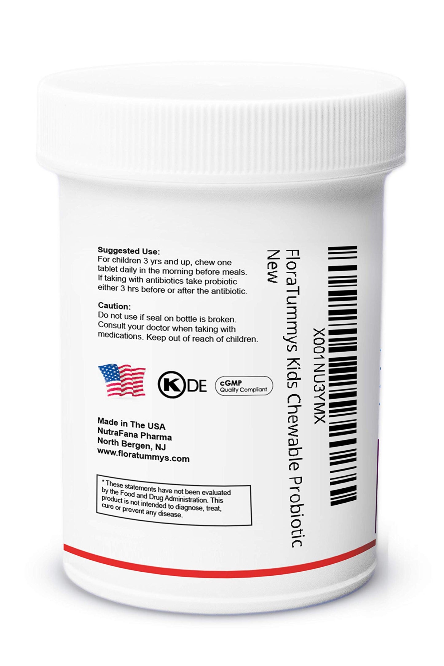 FloraTummys Kids Chewable Probiotic Prebiotics 30 Tablets
