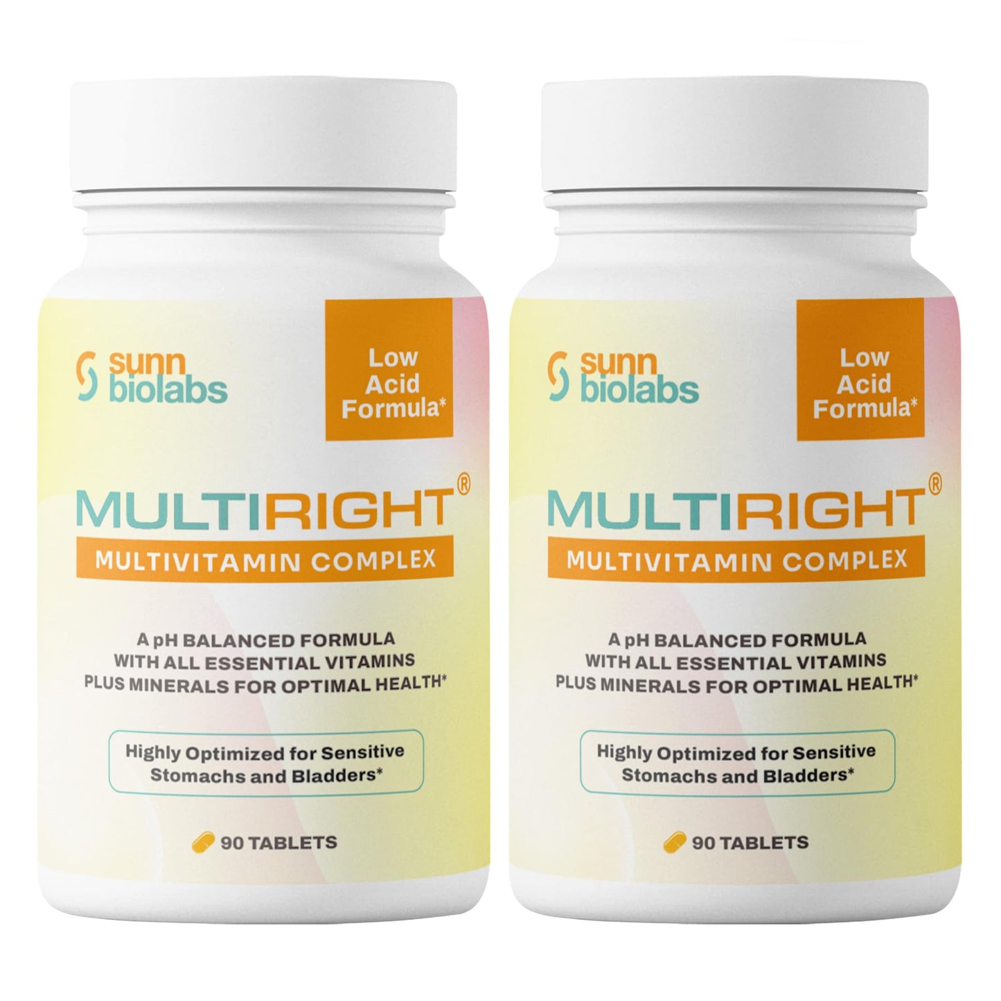 SUNN BIOLABS Multiright Low Acid Multivitamin for Sensitive Stomachs and Bladders Capsules 90 Capsules