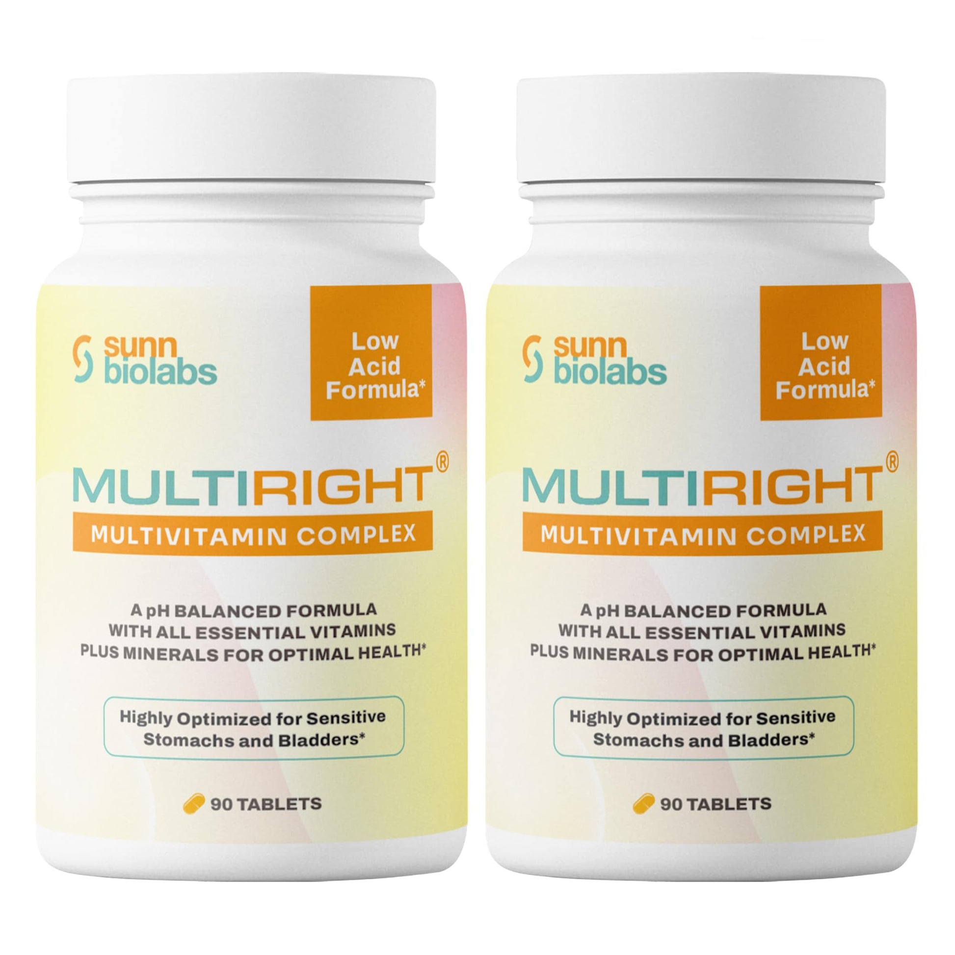 SUNN BIOLABS Multiright Low Acid Multivitamin for Sensitive Stomachs and Bladders Capsules 90 Capsules