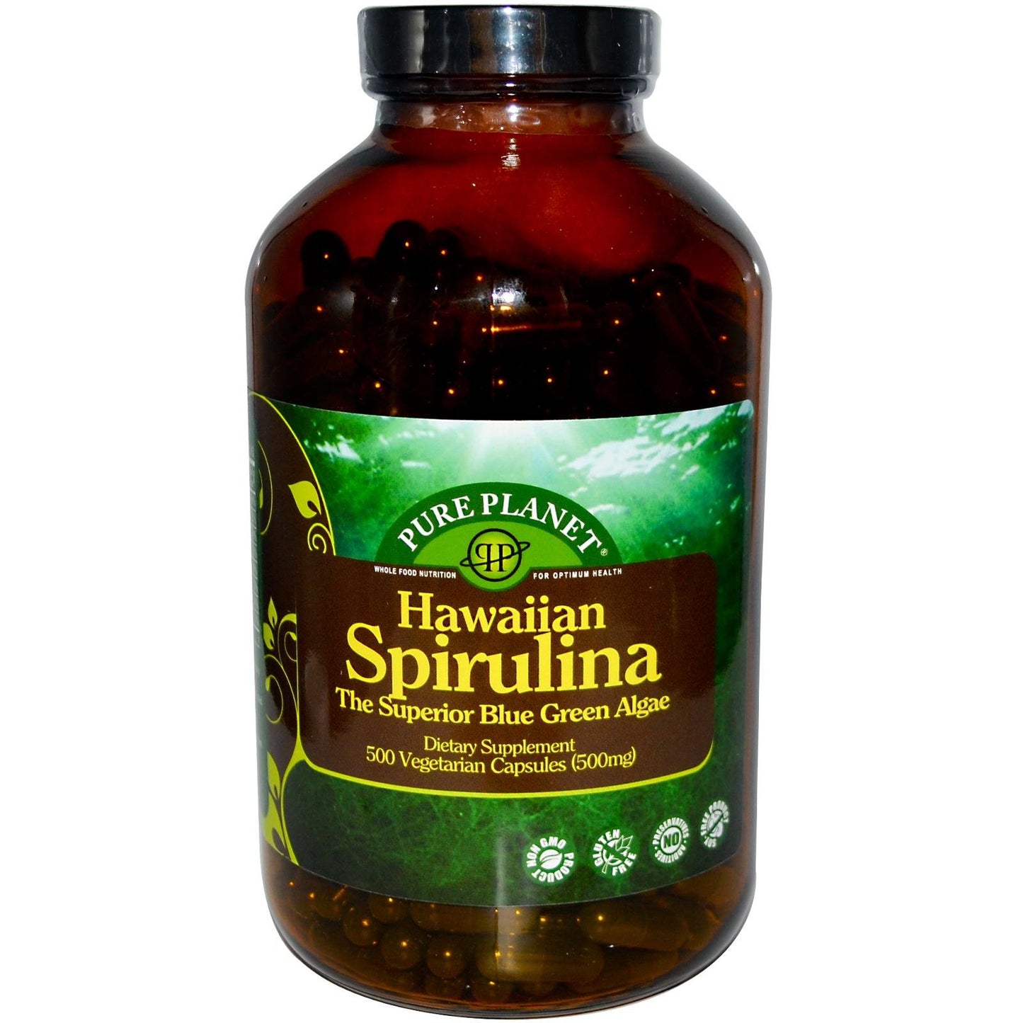 Pure Planet Spirulina 500 mg Capsules, 1 Count