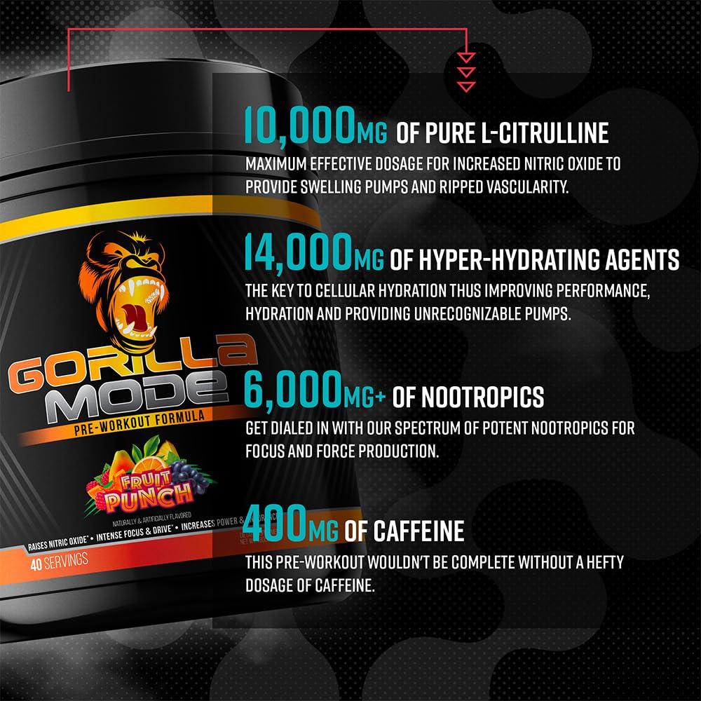 Gorilla Mind Gorilla Mode Pre Workout Powder 28.08 oz