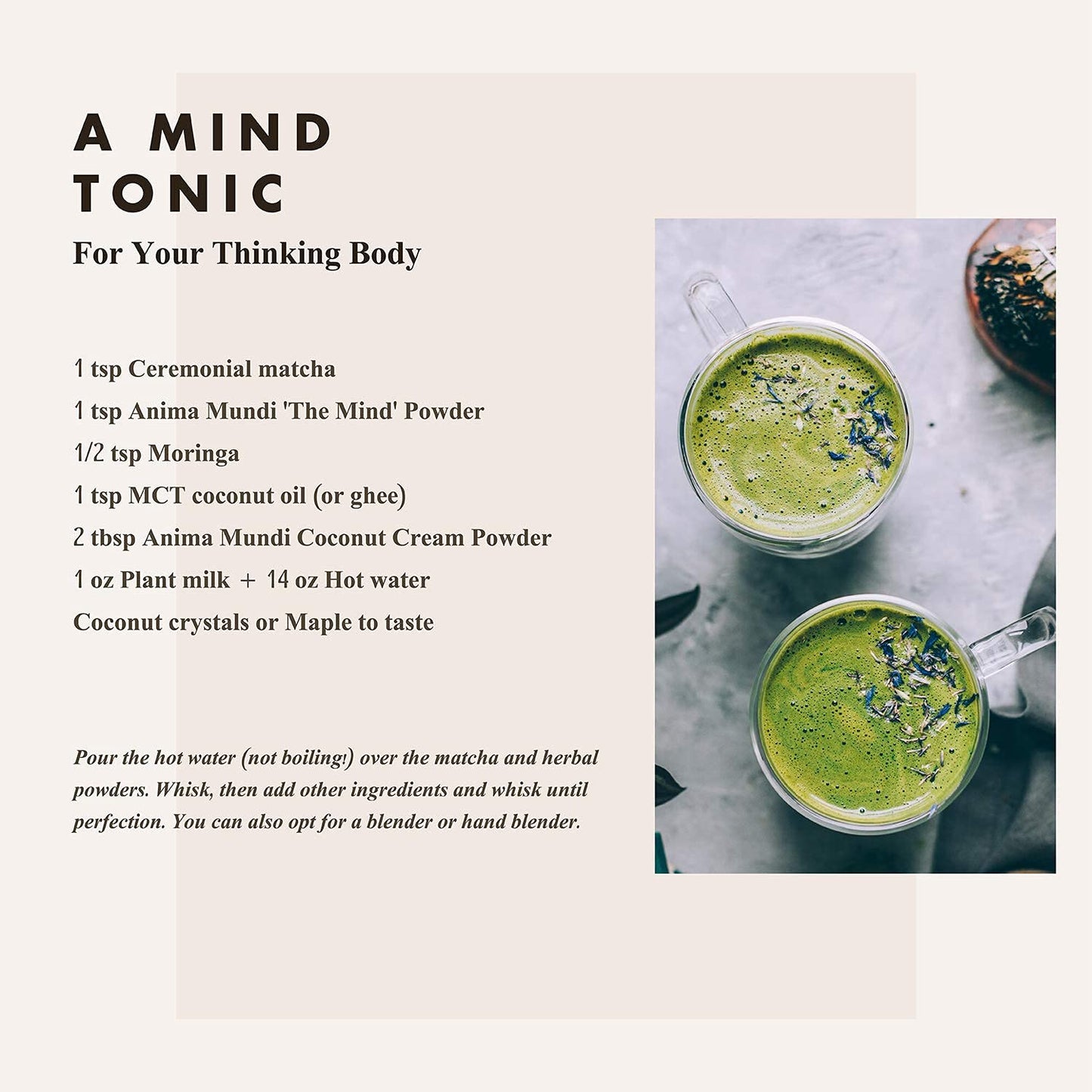 Anima Mundi Apothecary The Mind Energizing Brain Tonic Lion's Mane Mushroom Supplement Organic Adaptogenic Powder with Ginkgo & Mucuna 4.5 oz
